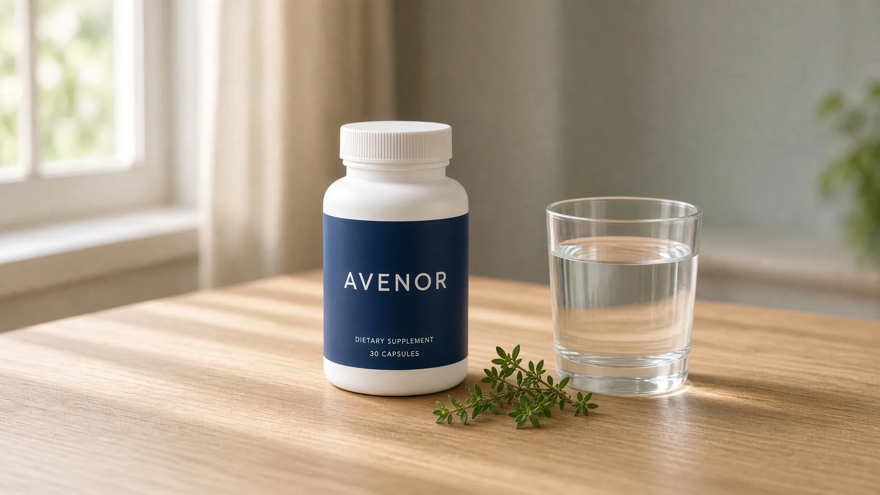 Botol Avenor di atas meja
